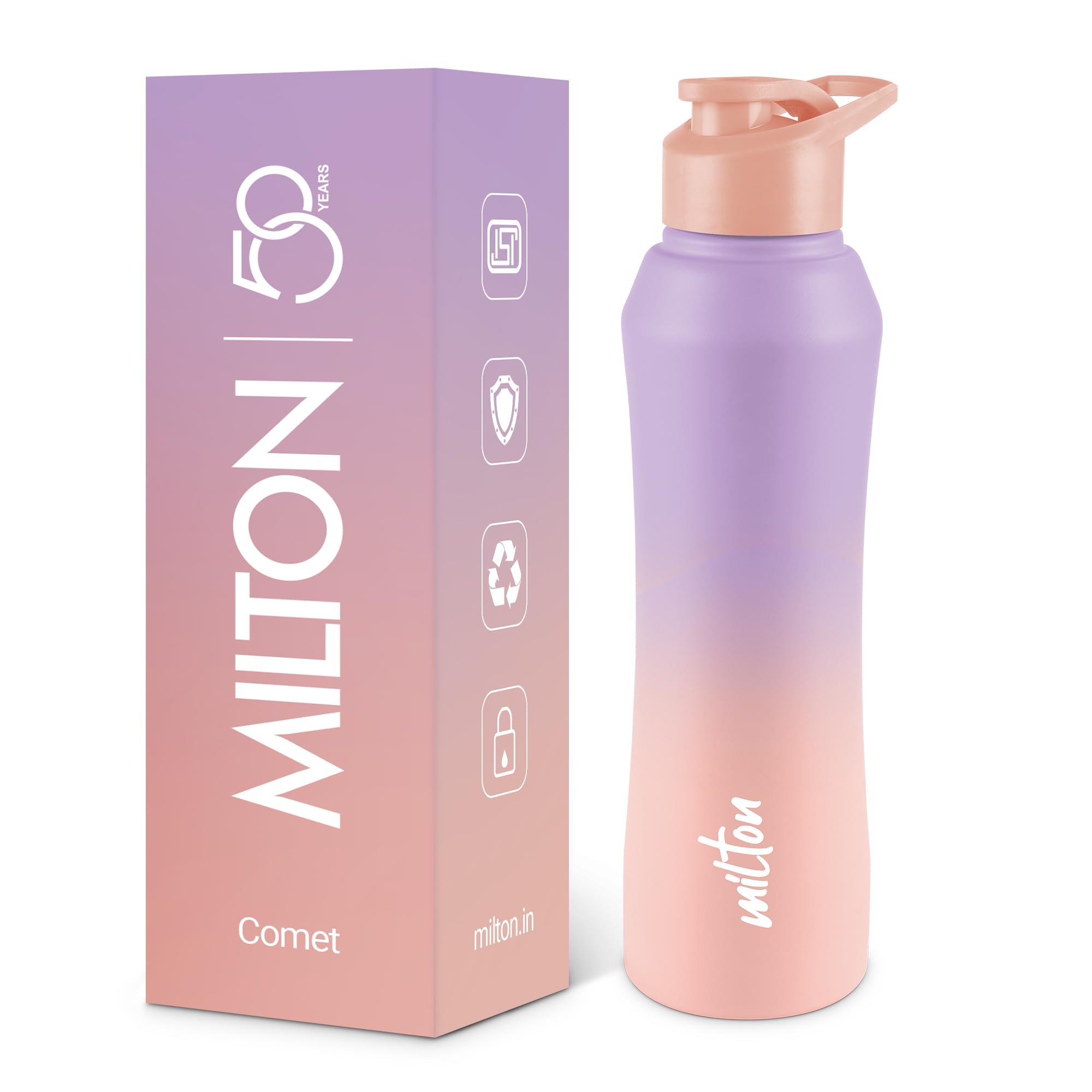 MILTON Comet 1000 ISI Certified Stainless Steel Water Bottle I Leak Proof I Rust proof I Single Walled I Ideal for Office, School, Home, Gym, 1000 ml, Purple & Pink