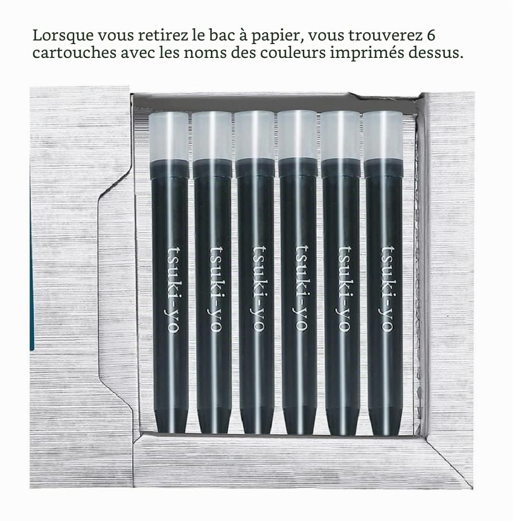Pilot Iroshizuku Lot de 6 cartouches d'encre pour stylo plume Shin-Kai Bleu foncé IRF-6S-SNK avec autocollant Kanji Love