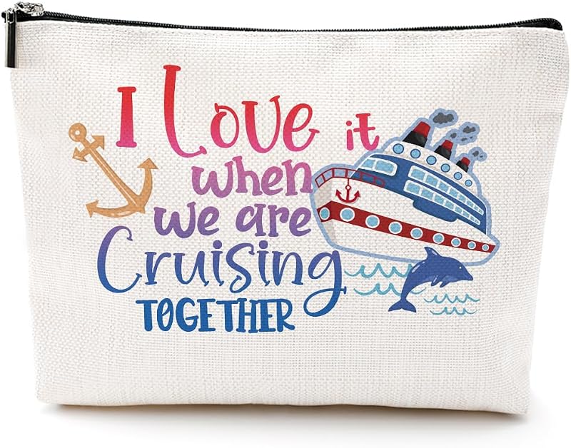 Necessaire de maquiagem NGZS retangular com estampa I love cruising together, 1 unidade