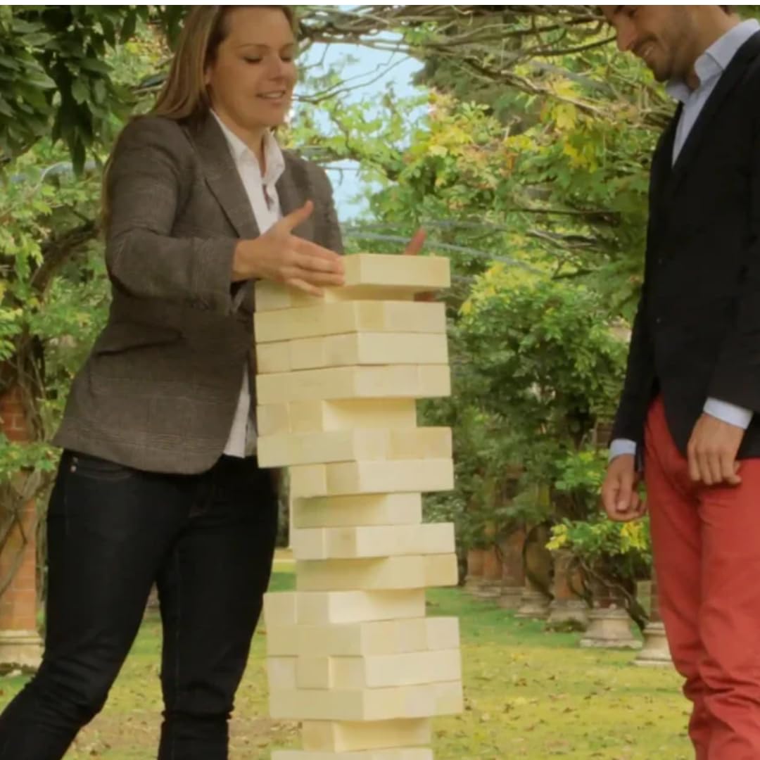 Hartholz Wackelturm XXL bis 250cm - Stapelturmspiel : das härteste Holz auf dem Markt - 100% Indien Öko - Jumbo (bis 200 cm)
