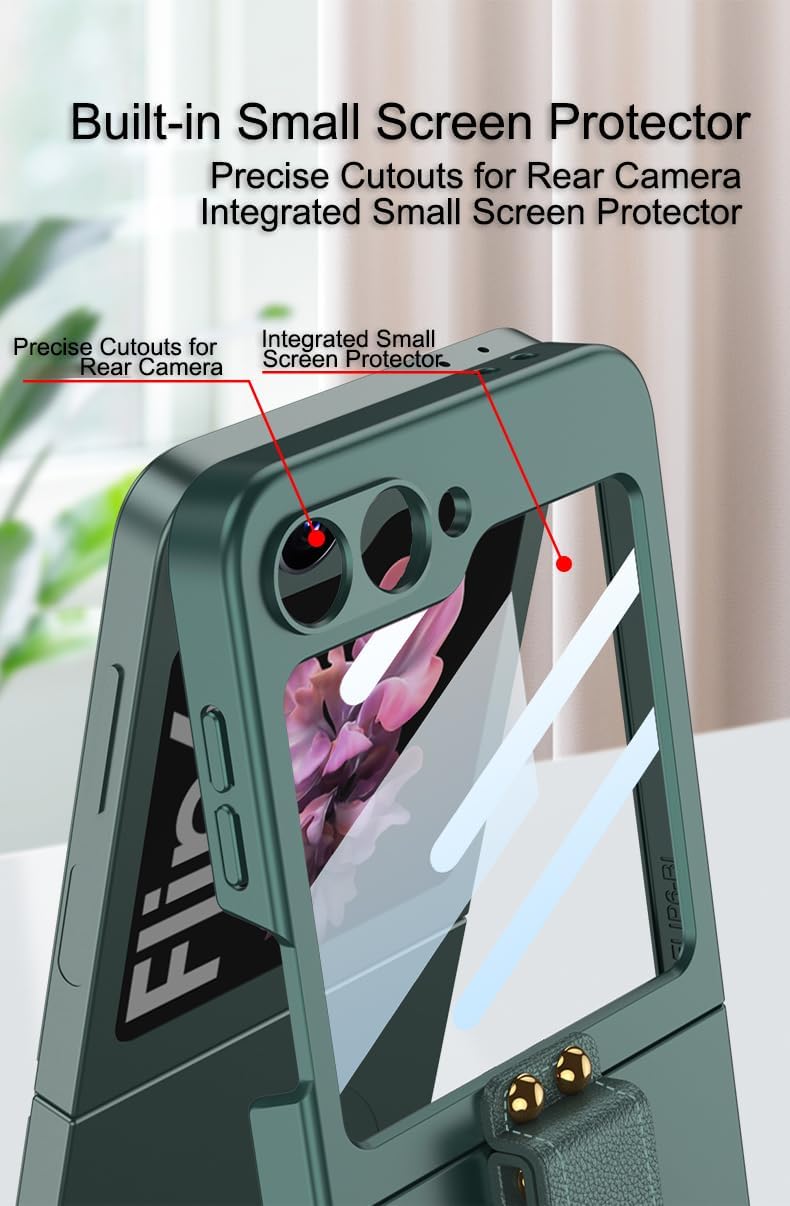 SHIEID Galaxy Z Flip 6 Case with Ring Stand - Ultra-Thin, Shockproof Protective Cover with Built-in Small Screen Protector for Samsung Galaxy Z Flip 6 Phone Case, Titanium Gray