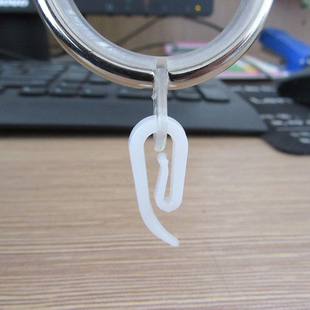 50pcs Curtain Hanging Hooks Ring Window Curtain Hanger Hooks White Plastic Curtain Hook for Car Home Office Curtain