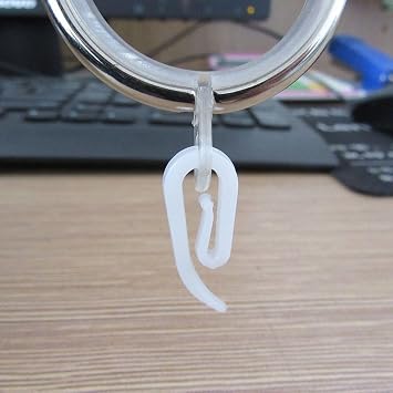 50pcs Curtain Hanging Hooks Ring Window Curtain Hanger Hooks White Plastic Curtain Hook for Car Home Office Curtain