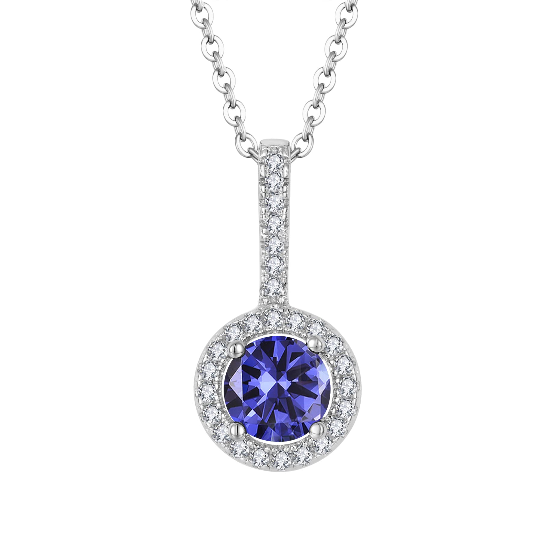 brd jewelry 925 Sterling Silver Round Zircon Necklace With Cable Chain I Necklace to gift Women & Girls I With Certificate Of Authenticity and 925 Stamp I 1 Year Warranty*