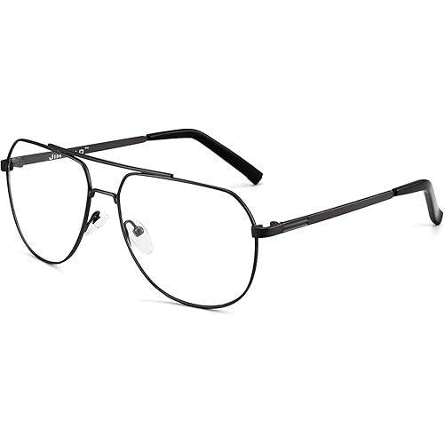 JIM HALO Blue Light Blocking Computer Glasses Reduce Eye Strain Metal Aviator Frame Glasses Men Women