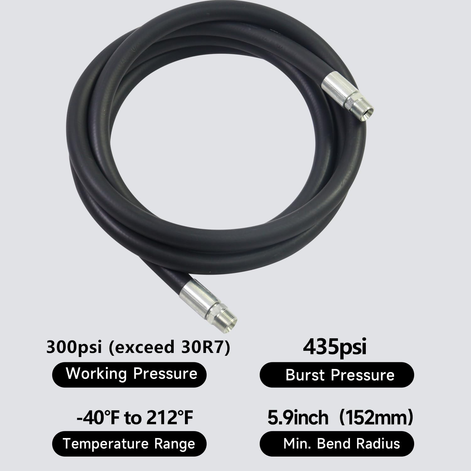 Manguera de transferencia de combustible de 3/4 x 13.1 pies, conector de accesorios NPT de 3/4 pulgadas, manguera de combustible de 3/4 pulgadas de diámetro interior para dispensar aceite de