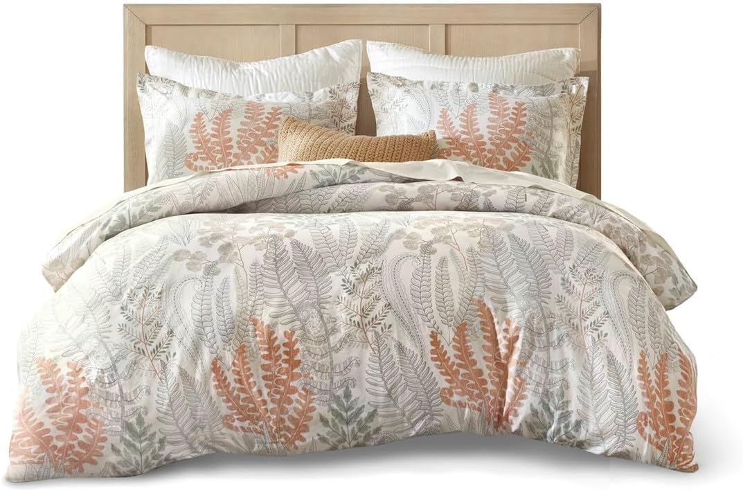 Gracie Mills Floral 100% Cotton Sateen Duvet Cover Set