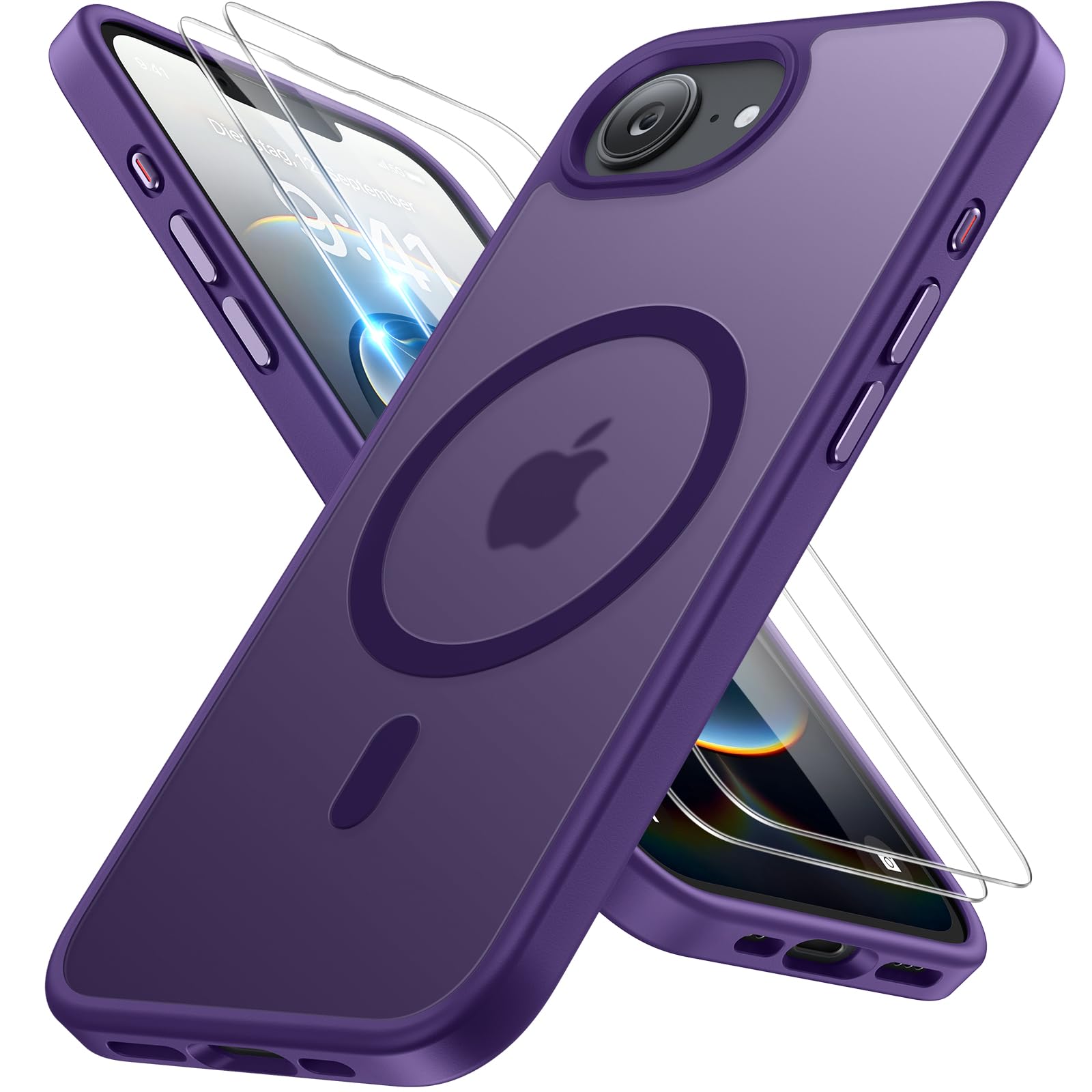 Miracase for iPhone 17 Pro Max Case with MagSafe [with 9H+Screen Protector] Military-Grade Protection Shockproof Scratch-Resistant with Velvet Touch for iPhone 17 Pro Max Cover 6.9", Matte-Deep-Blue — view 50