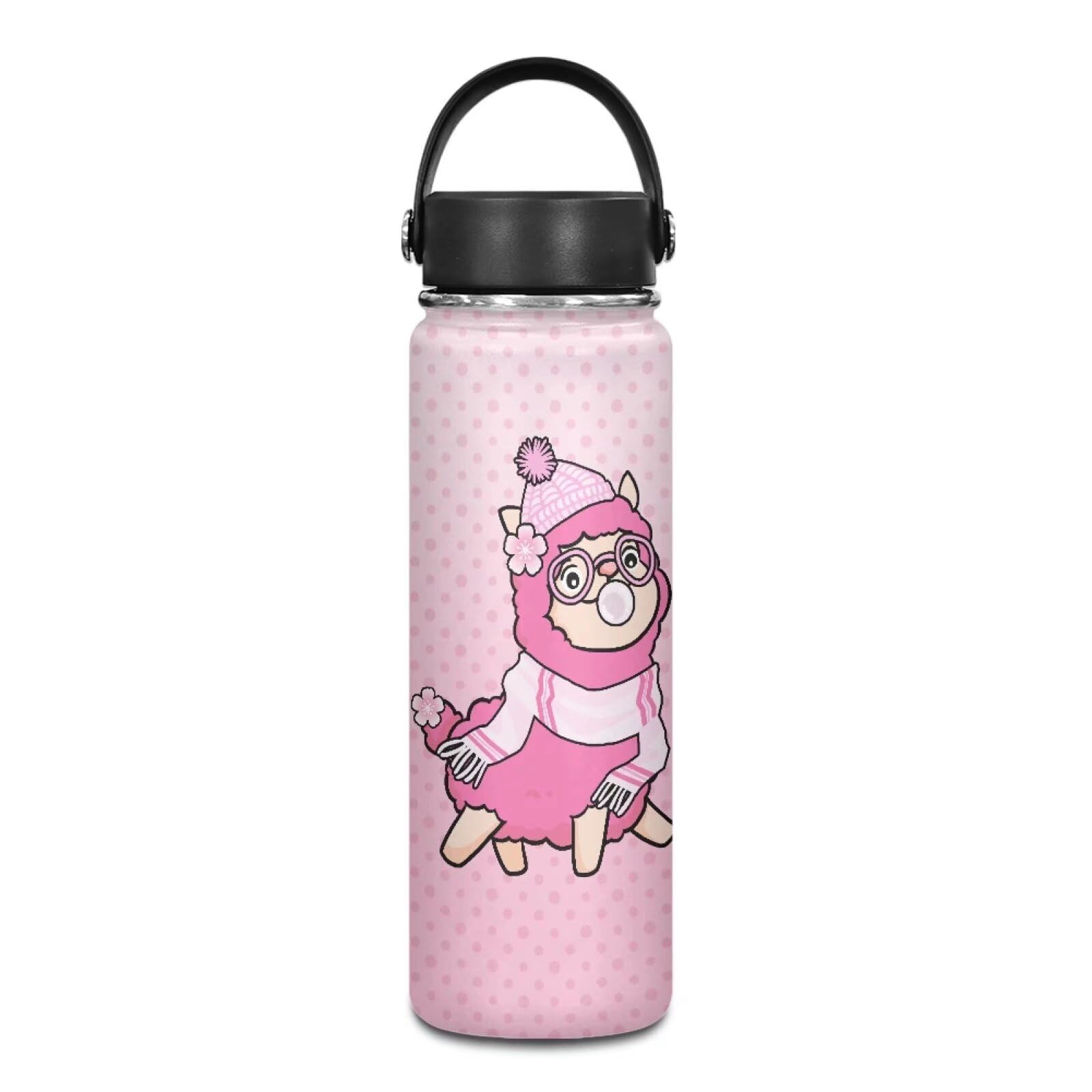Pink Alpaca Stainless Steel Water Bottle Girls 6-8 8-10 Cute 20 OZ Insulated Water Bottle for Kids Keep