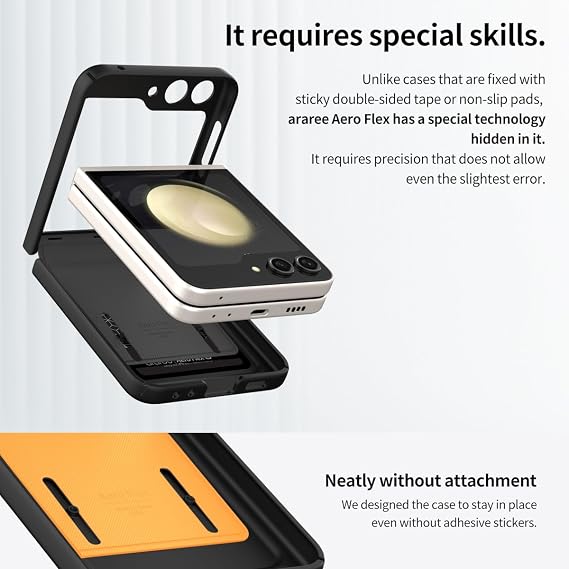 araree Aero Flex M Samsung Galaxy Z Flip 5 Case Improved Version with Hinge Protection, Compatible with Magsafe Accessories & Charger Anti-Fingerprint,Thin & Slim, Shockproof Hard Case - Black