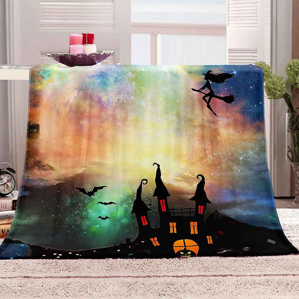 Couverture lit et canapé pour l'automne plaid sorcière d'Halloween doux 150x200cm