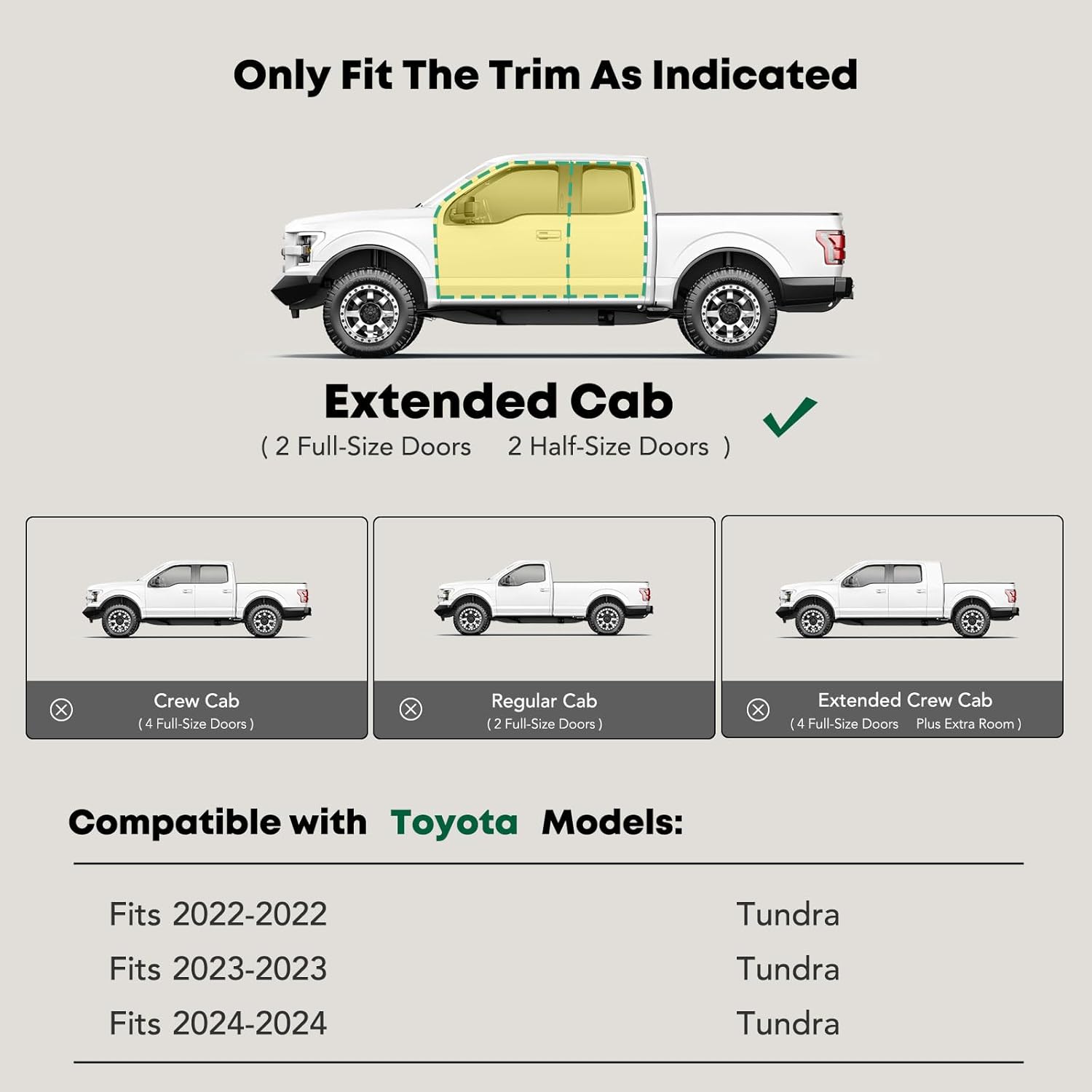 YHTAUTO 3 Inch Running Boards Side Steps Compatible with Toyota Tundra 2022-2026, Extended Cab, Round Carbon Steel Black Powder, Truck Cab Side Step Rails Off-Road Exterior Accessories, Set of 2