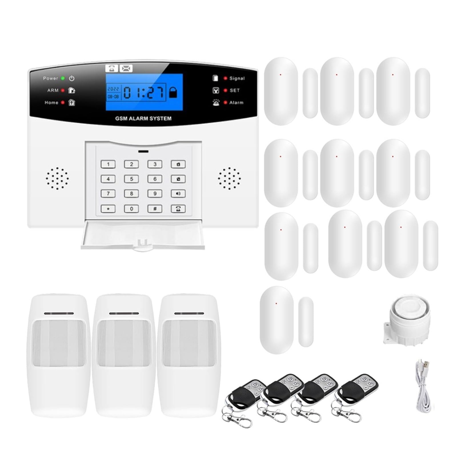 Tuya Wifi Wireless Home Security GSM Alarm System Remote Control Auto Dial PIR Door Sensor Siren Remote Monitoring(Kit K)