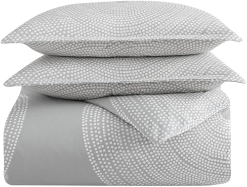 Miniatura 12 de Marimekko - Juego de funda de edredón tamaño King, ropa de cama de percal de algodón suave con fundas a juego, decoración ligera para el hogar (gris