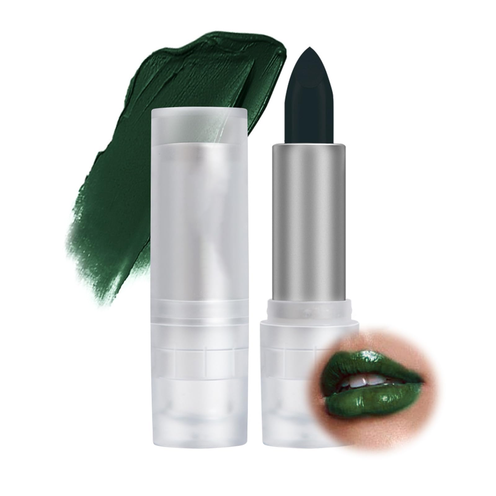 Green Stain Lipstick, Green Matte Lipstick for Cosplay St. Patrick's Day Makeup, Waterproof, Long Lasting, 3.5 GM