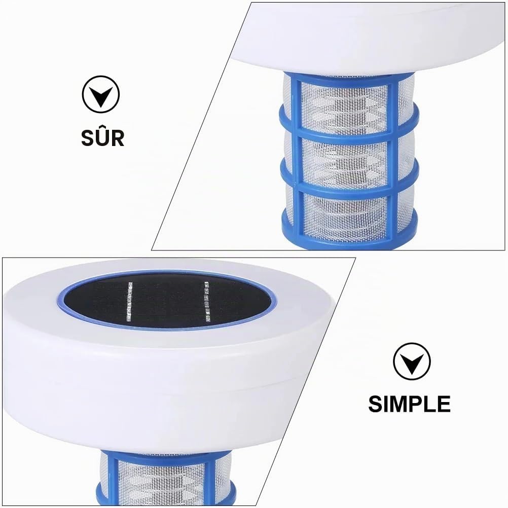 Ioniseur Solaire pour Piscine, Ioniseur Solaire Flottant Automatique pour Piscine avec Pinceau, pour Piscines Hors Sol et Creusées