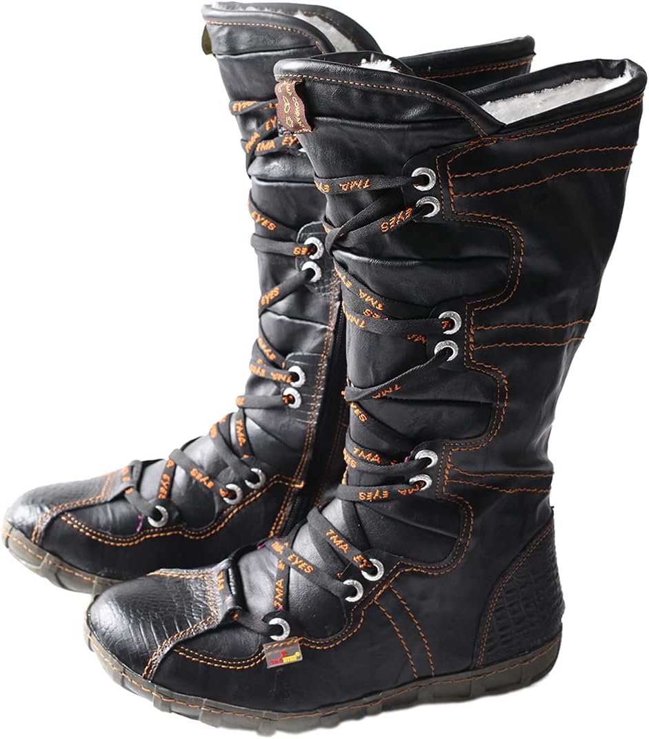 TMA EYES Women’s Snow Boots Calf Boots for Ladies with Faux Fur lining Lace up and side Zipper