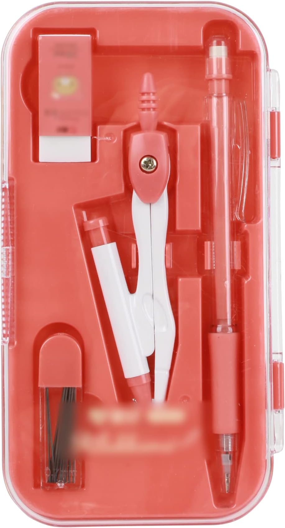 LABANCA 8 Pcs Compass Set with Protractor Rulers Pencil for Math Geometry (07053Red)