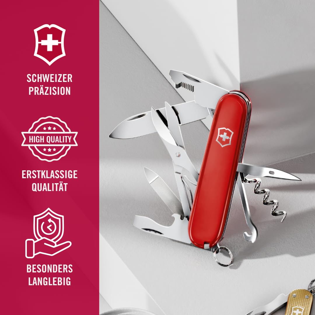 Victorinox Taschenmesser Companion, 16 Funktionen, Multitool, Taschenwerkzeug, Inkl. Schere, Schraubendreher, Kugelschreiber, Swiss Made, Rot | Schweizer Armeemesser | Mittleres Schweizer Taschenmesser | kleines Taschenmesser für Herren | Alltag