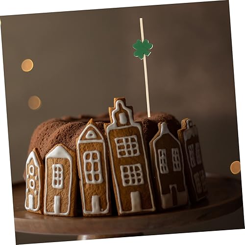 Miniatura 3 de HEMOTON 100 piezas de trébol fruta recoger adornos de Navidad hoja verde decoración barbacoa fiesta suministros aperitivos hamburguesas palillos