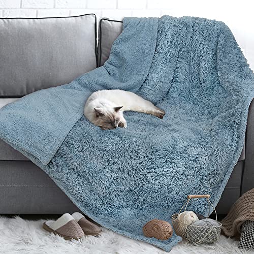 Petami Waterproof Dog Blanket For Small Medium Dog, Puppy Pet Blanket Couch Cover Protection, Sherpa Fleece Fuzzy Cat Blanket Throw Sofa Bed Furniture Protector Reversible Soft, 29X40 Dusty Light Blue #TOP3