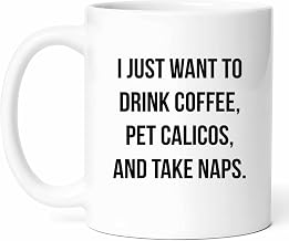 Coffee Calico Naps Mug - Cup - Funny Gift From Friends - Tea Mugs - Purrfect Pet Cups - 11 Oz Ceramic Gifts For Owners, Birthday, Him, Her, Christmas, Appreciation Day, Lover, Napping, Friend, Love