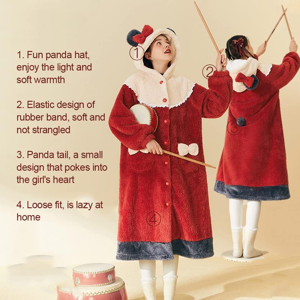 Amazon.com: KAFELE Christmas Hooded Dressing Gown Cute Panda Shaped  Pajamas, Red, L : Clothing, Shoes & Jewelry