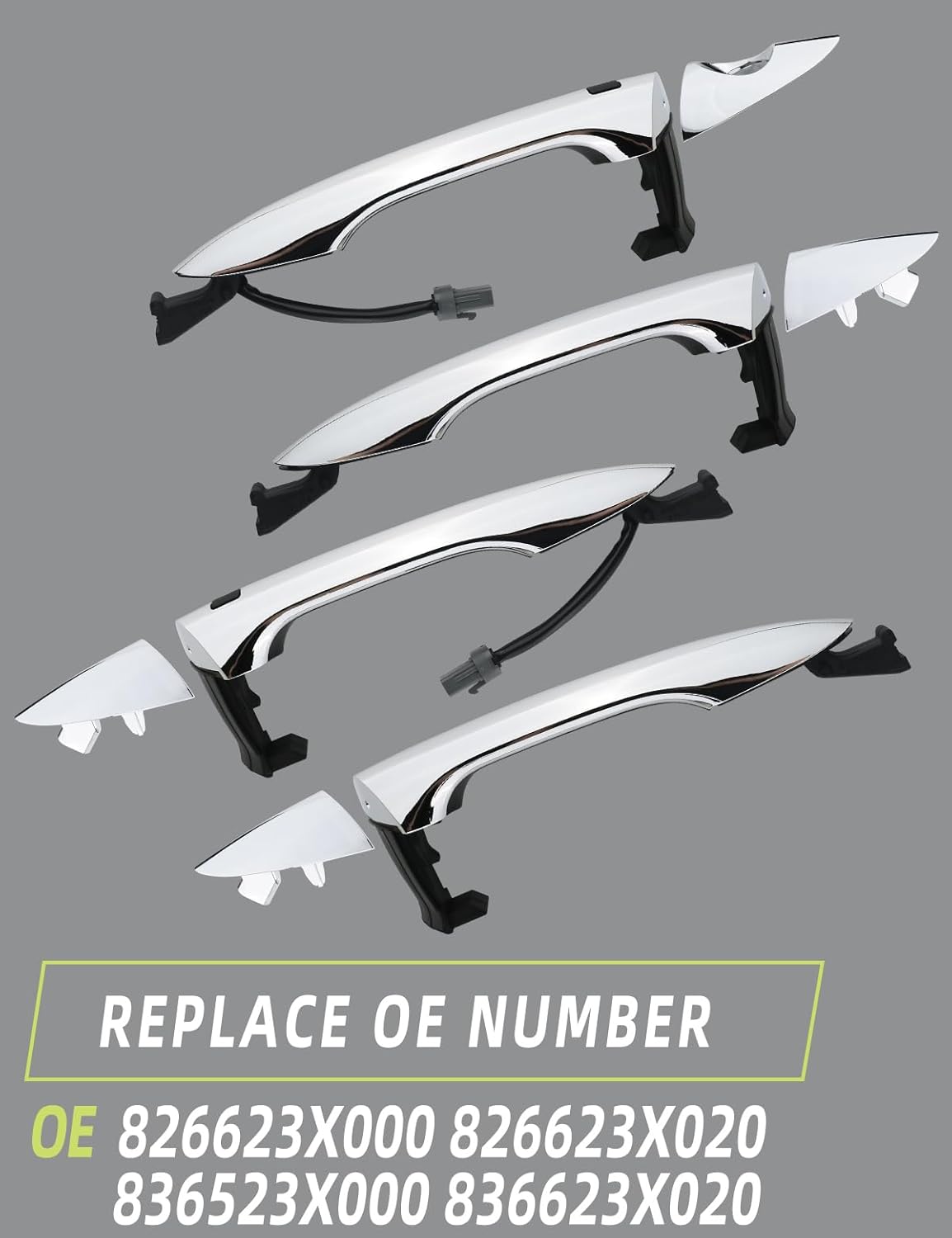 Chrome Exterior Door Handle Compatible with Hyundai Elantra 2011-2016 Outer Front Rear Left Driver and Right Passenger Side with Smart Keyhole Replaces OEM# 826623X000 826623X020 4PCS