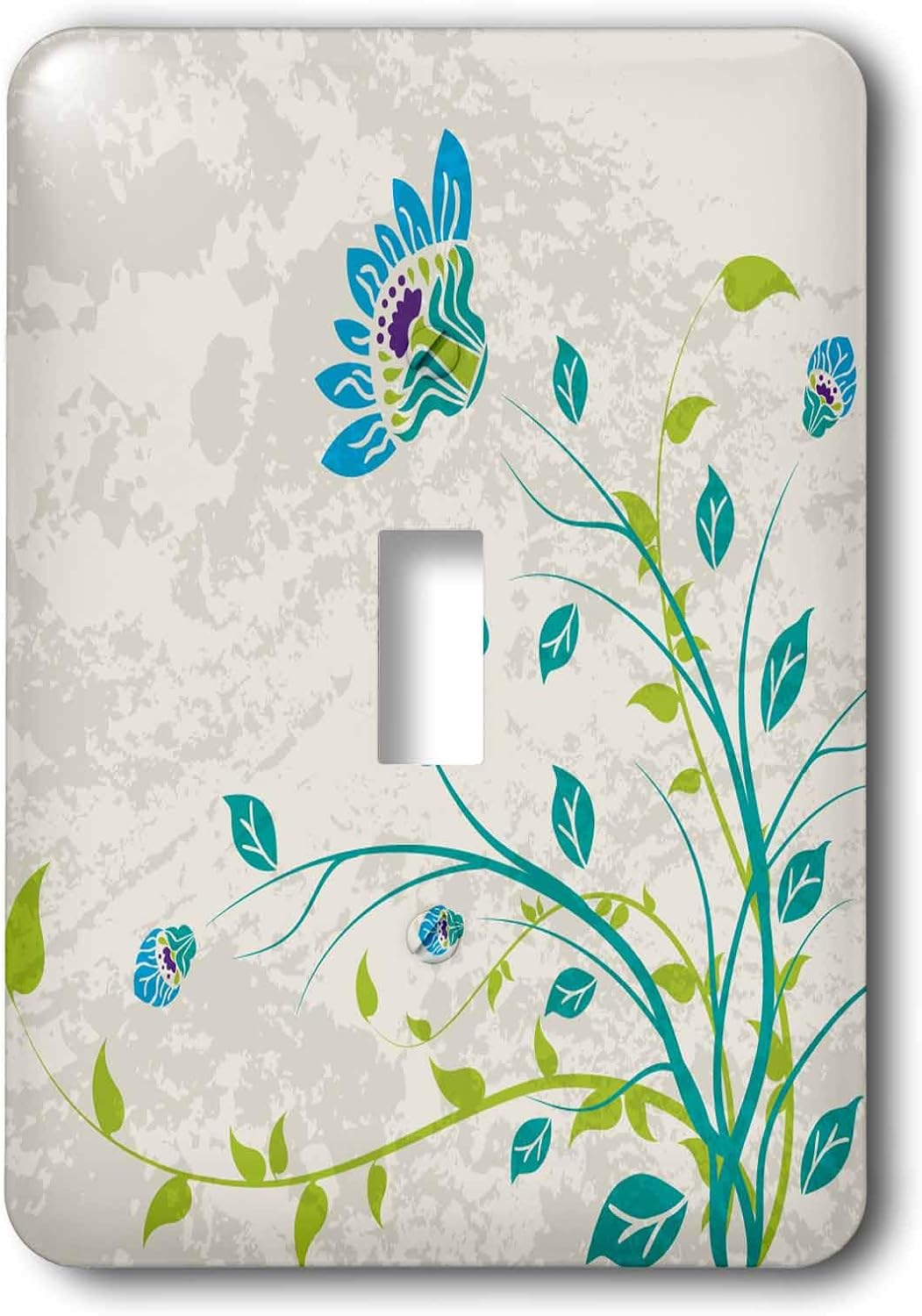3dRose Lsp_119102_6 Lime Green Blue Turquoise and Purple Art Nouveau Style Flowers on Grunge Floral Decorative Nature 2 Plug Outlet Cover