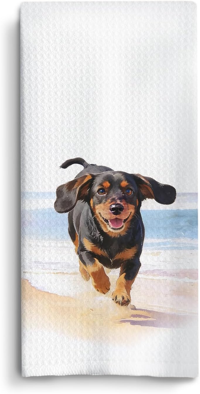 Coastal Cavalier King Charles Spaniel Kitchen Dish Towels, Cavalier King Charles Spaniel Gifts for Dog Lovers, Coastal Dog Decorative Hand Tea Towels for Bathroom Kitchen, 16x24 Inch