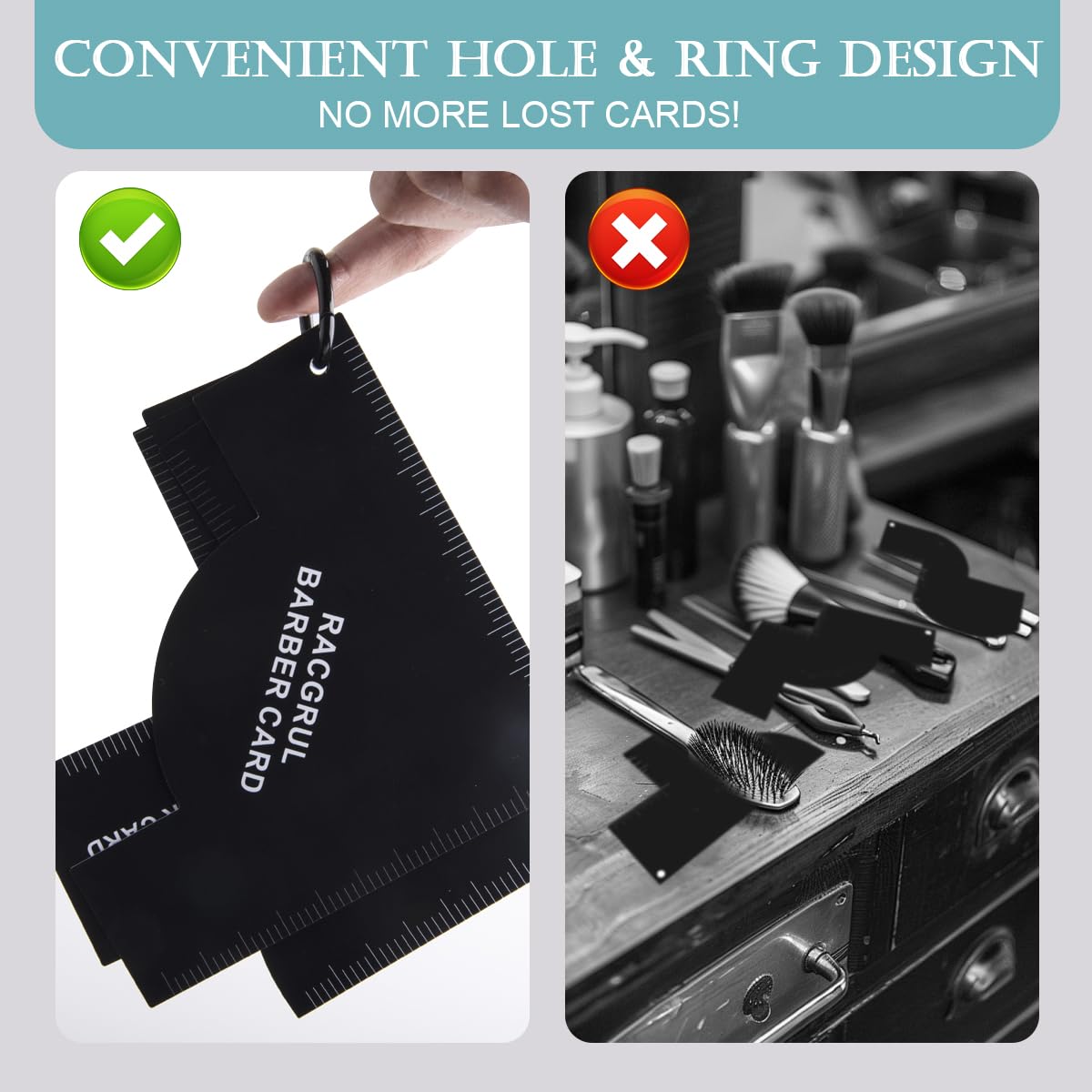 Enhancement Card for Barbers with Measurement Indicators, Reusable Hairline Shaping Tool, Beard Line Up Template, Color Spray Edge Line Up Tool, Easy to Clean Hairline Maker Guide for Barbers image 3