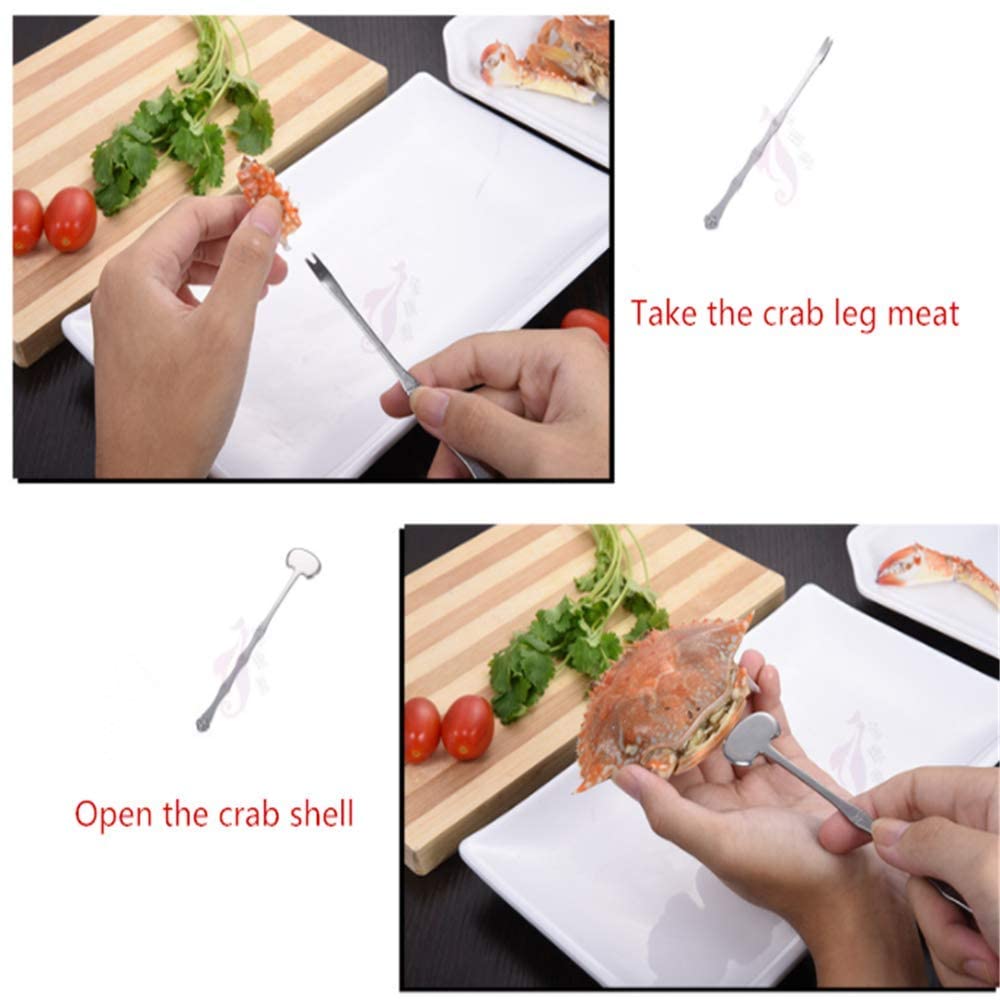 Terreno de mariscos de 8 Piezas para Cubiertos de 8 Piezas para Amantes de los mariscos, Incluido el Martillo de Cangrejo/Horquilla/Hacha/Cuchillo/Cuchara/escorpión/Tijeras/Muelle
