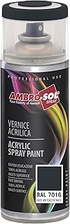 AMBRO-SOL - Pintura acrílica en spray, color Gris Antracita Mate, RAL 7016, resultado profesional en múltiples superficies, exteriores e interiores, 400 ml