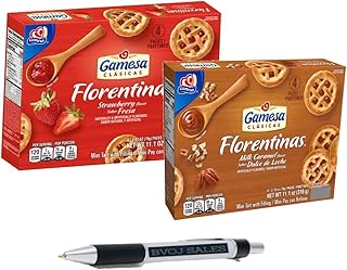 Gamesa Florentinas Strawberry, Florentinas Milk Caramel 11.1 oz Each 2pk And a BVOJ SALES Pen