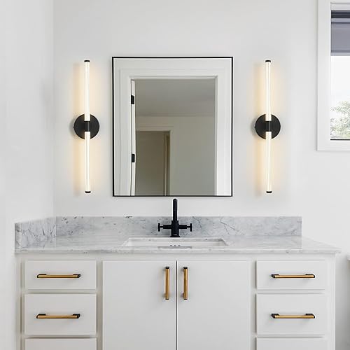 Miniatura 3 de Juego de 2 apliques de pared LED negros mate, apliques lineales modernos, apliques de pared para interiores, decoración de pared, juego de 2