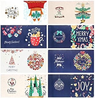 MERRYSTAR 8 Pack Christmas Diamond Painting Greeting Cards, Rhinestone Embroidery Art Craft Kits, Creative Santa Snowman DIY New Year Cards Postcards for Adults Kids