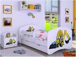 Lit Enfant BDW Super Dogs - 190x90cm Avec Matelas Et Tiroir - Blanc Motif 3