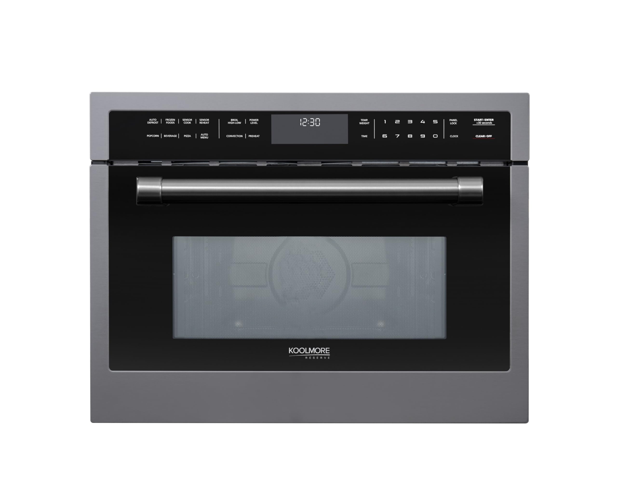 KoolMore Reserve 24 in. 1.6 cu. ft. Built-in Convection Microwave Oven with 10 Power Levels, Sensor Cooking, Bake, Roast, Broil, 1750 Watts with NEMA 5-20P Plug, UL Certified in Black Stainless-Steel