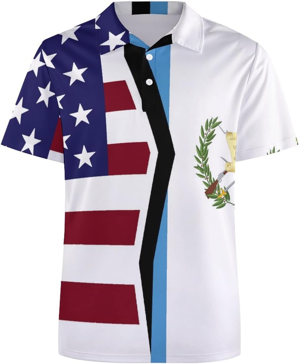 United States and Guatemala Flag Mens Straight Short Sleeve Polo Shirts Sports Golf Tennis T-Shirt Quick Dry Long Top