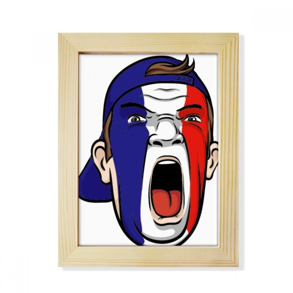 Francia Bandera Máscara Facial diseño en marco de madera de sobremesa