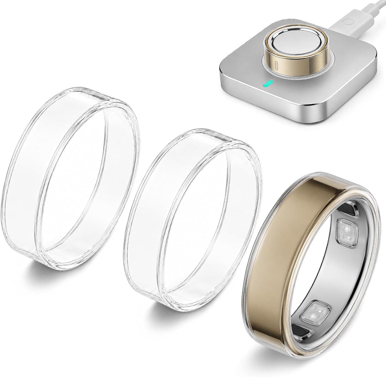 3 Pack Ring Cover Compatible with Oura Ring 5, 0.5mm Ultra-Thin Clear Ring Protector Case, Transparent Scratch Resistant TPU Smart Ring Cover Accessories for Women Men