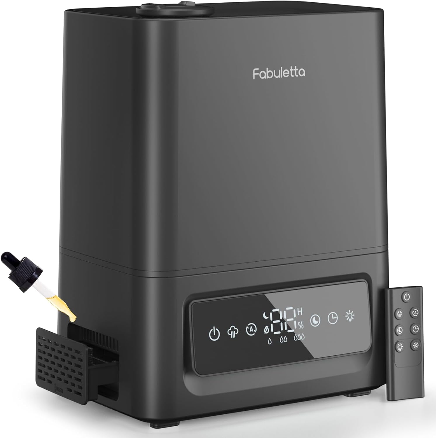 FABULETTA навлажнувачи за спална соба, 6L навлажнувачи за кул магла Топ пополнете есенцијален нафтен дифузер за бебиња и растенија, 60H континуирана употреба, 3 прилагодливи нивоа на магла со 360 &deg; млазница, брзо олеснување на симптомите, црно