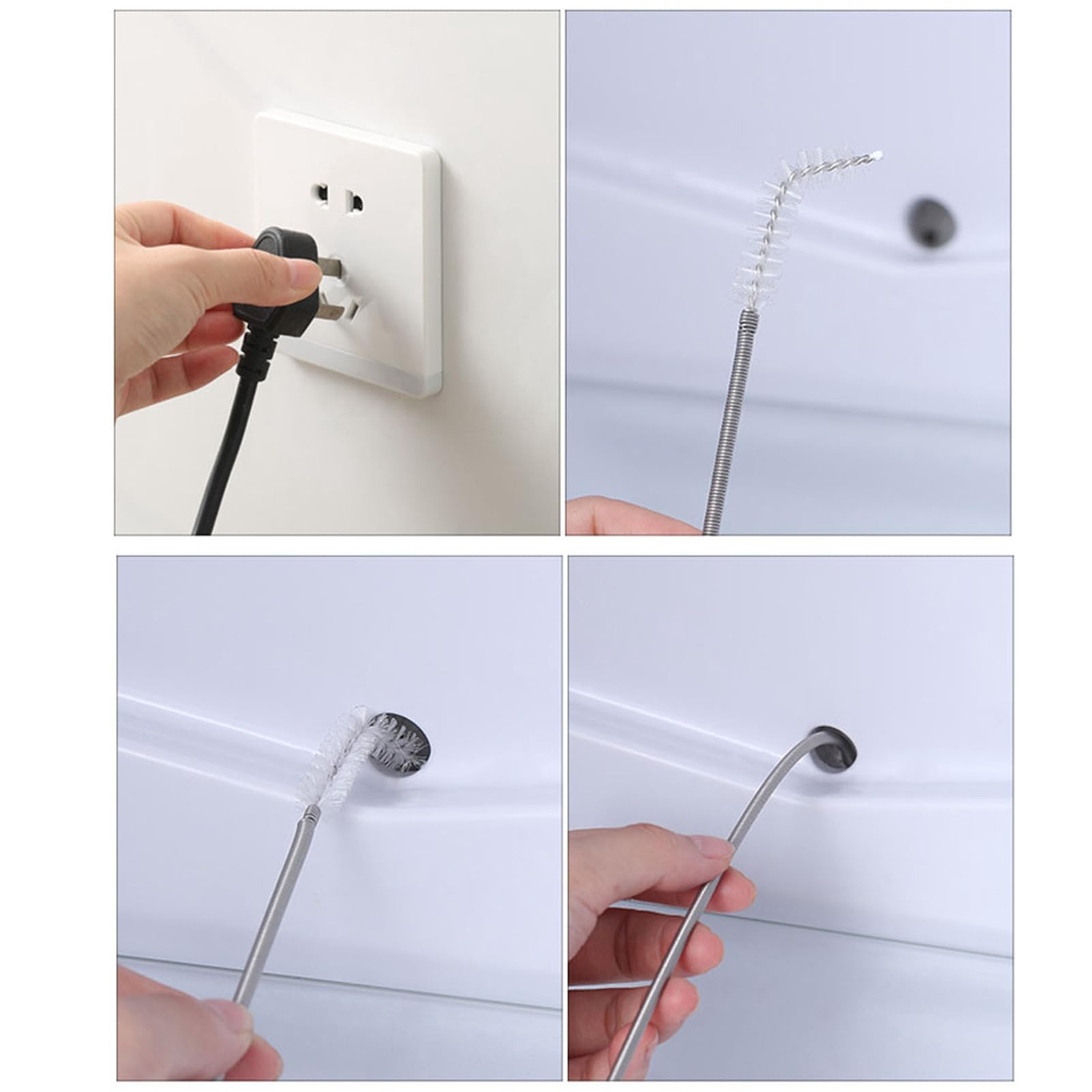 FLEXMAN Long Drain Brush, Stainless Steel Snake Drain Hair Removal Tool, Multifunctional Flexible Drain Brush, Flexible Feeding Tube Brush for Home Kitchen, Fish Tank