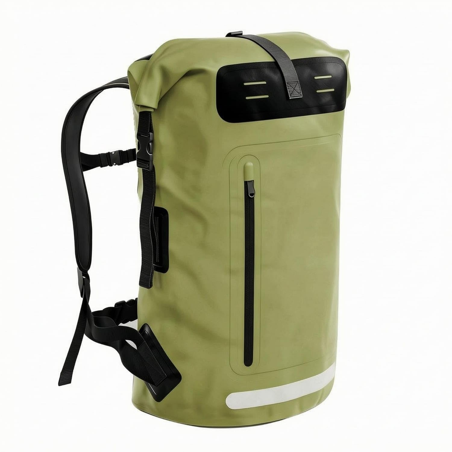 Shoulder Straps Waterproof Backpack Dry Bag Zippered Pocket Waterproof Backpack, Army Green, 35L-image-8