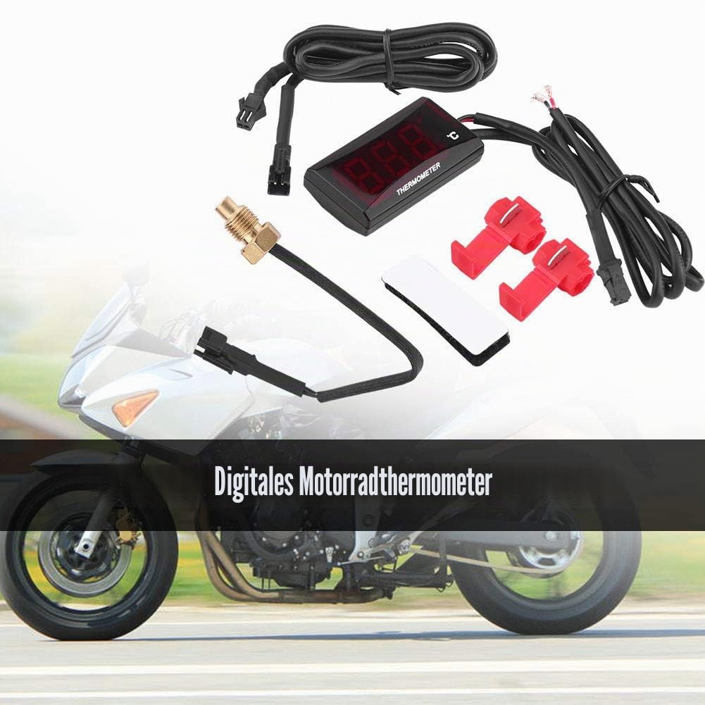 Temp Meter, Wasser Temperaturmessgerät, Öl Temperaturmessgerät Wasserdicht, Kühlmittel Temperaturmessgerät, Motorrad Digitale Temp Meter, Motorrad Uhr Voltmeter