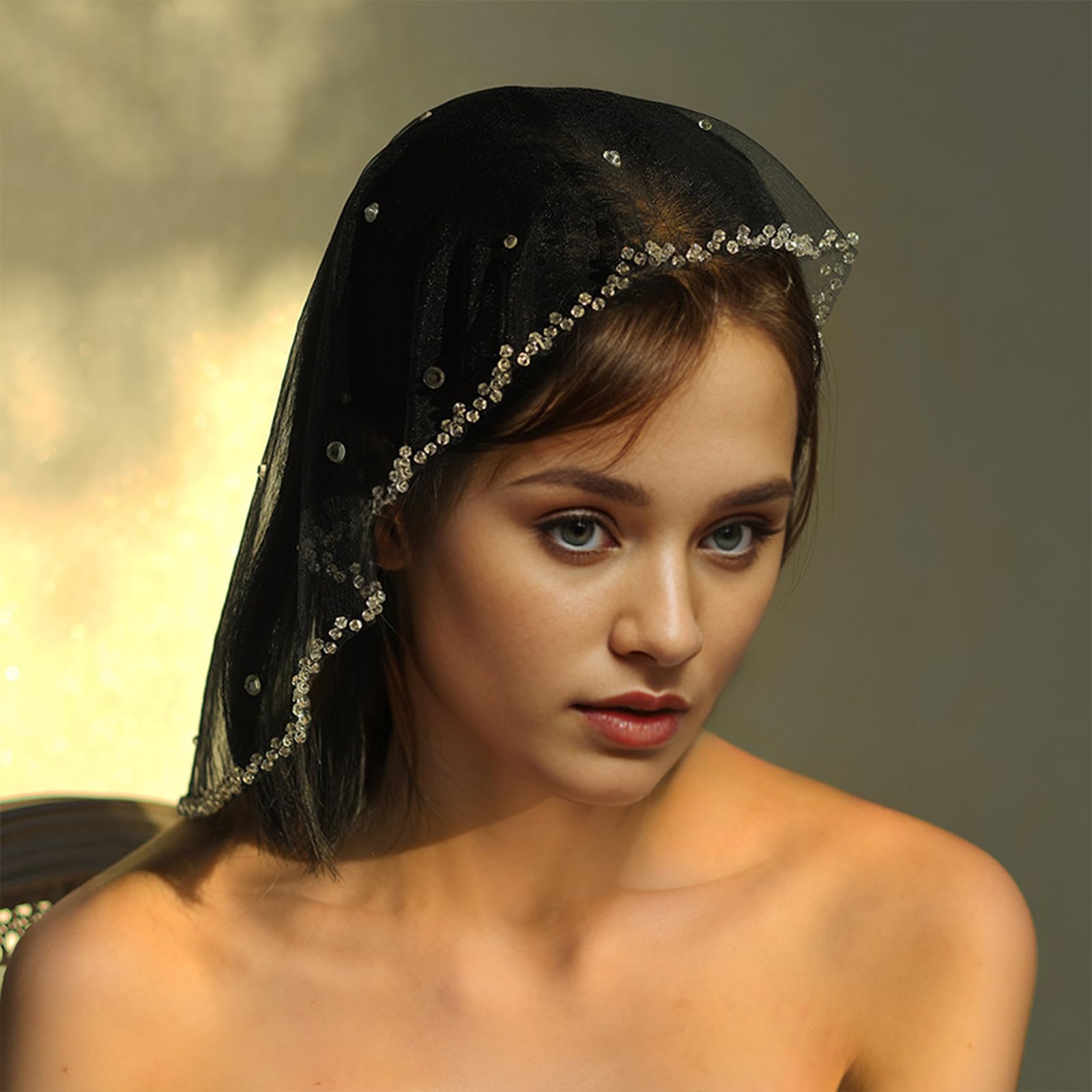 Tocado de velo de cristal brillante para novia con diamantes de imitación, cómodo velo de boda, accesorio para el cabello, elegante accesorio para el cabello de novia de cristal