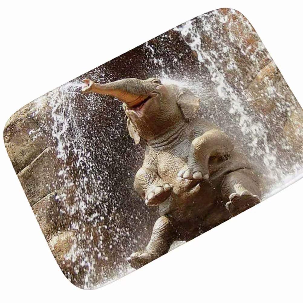 Welcome Doormat Elephant Playing Water Floor Mat Entrance Rug,Indoor/Outdoor/Front Door/Entry Way Bathroom Mats With Non Slip Backing 36X24 Inch