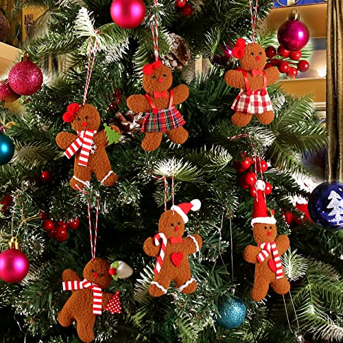 6Pcs 4.7 Inch Felt Gingerbread Man Ornaments For Christmas Tree Decorations,Plush Doll Tall Gingerbread Man Hanging Charms Christmas Tree Ornament Holiday Home Decor #TOP1