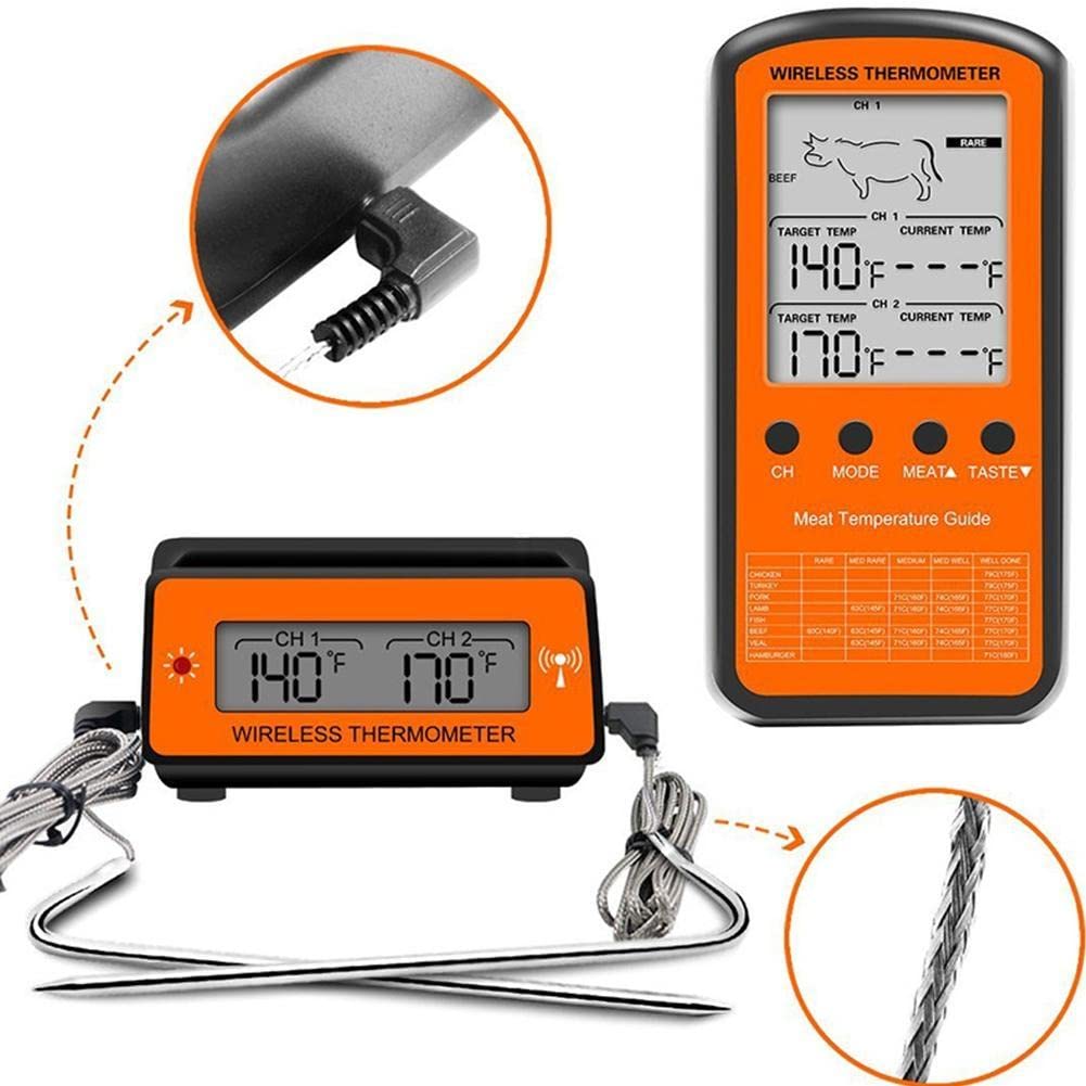Thermomètre À Télécommande Télécommande sans Fil Dual Sonde Digital Cuisson Food Food Thermomètre pour Fumeur À Griller BBQ