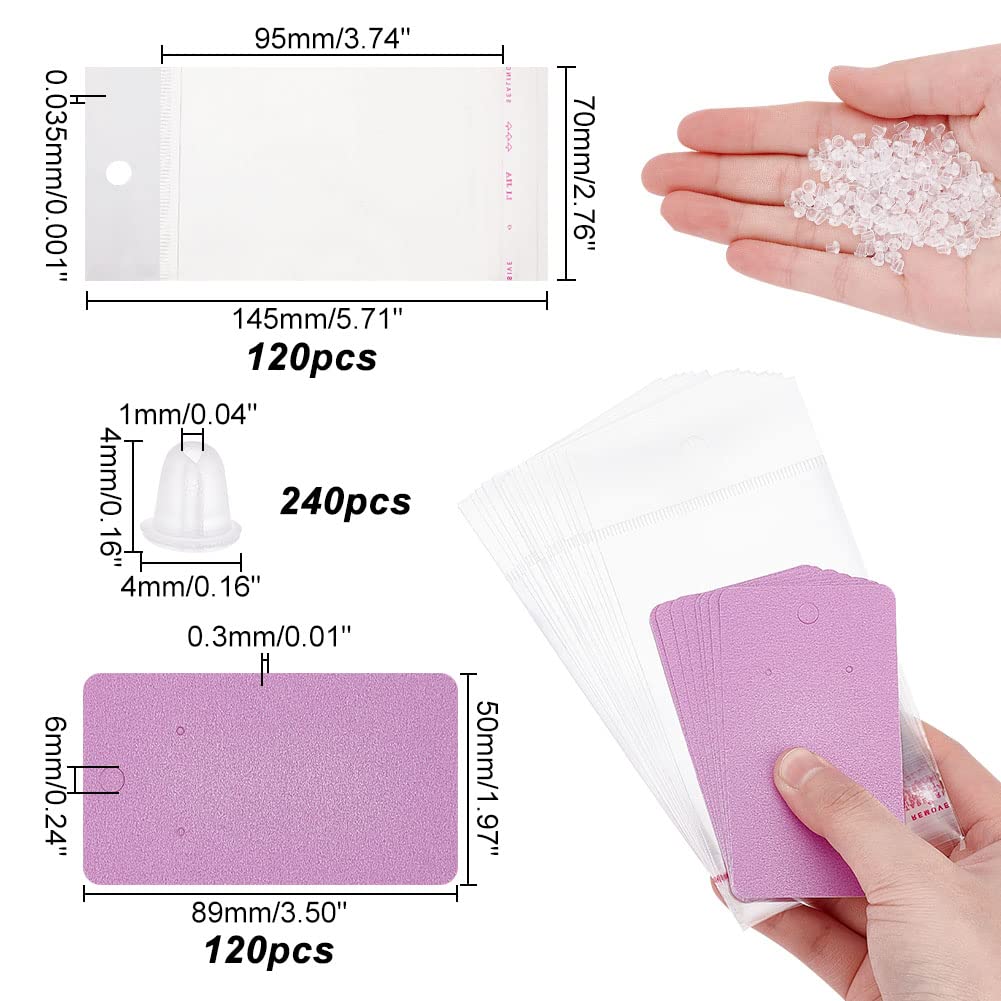 PH PandaHall 100 stks Sieraden Display Kaarten 5 Stijl Sieraden Houder Kaarten 20 stks Wit Kartonnen Sieraden Doos met 240 stks Oorbellen Noten 120 stks OPP Zakken voor DIY Oorbel Armband Ketting